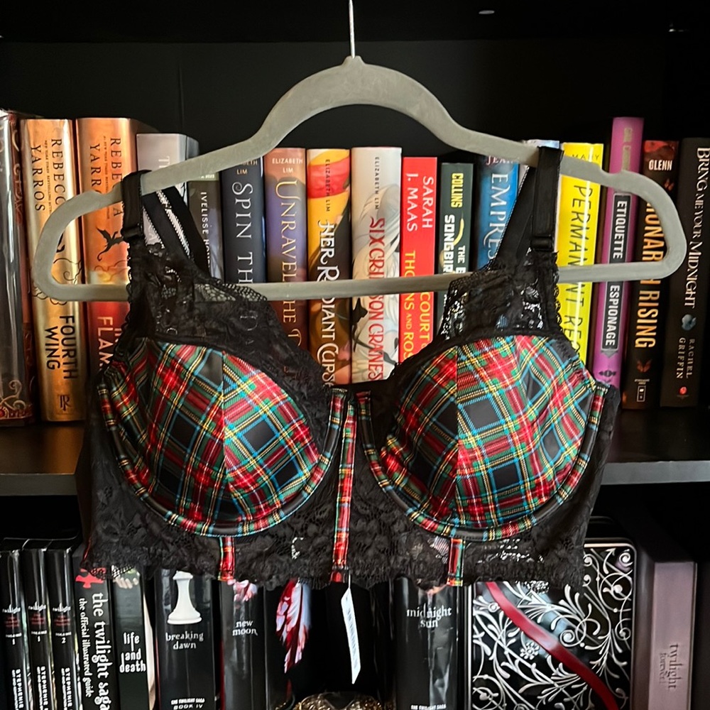 Adore Me Plaid 40C Bra with matching 1X Thong Panties!